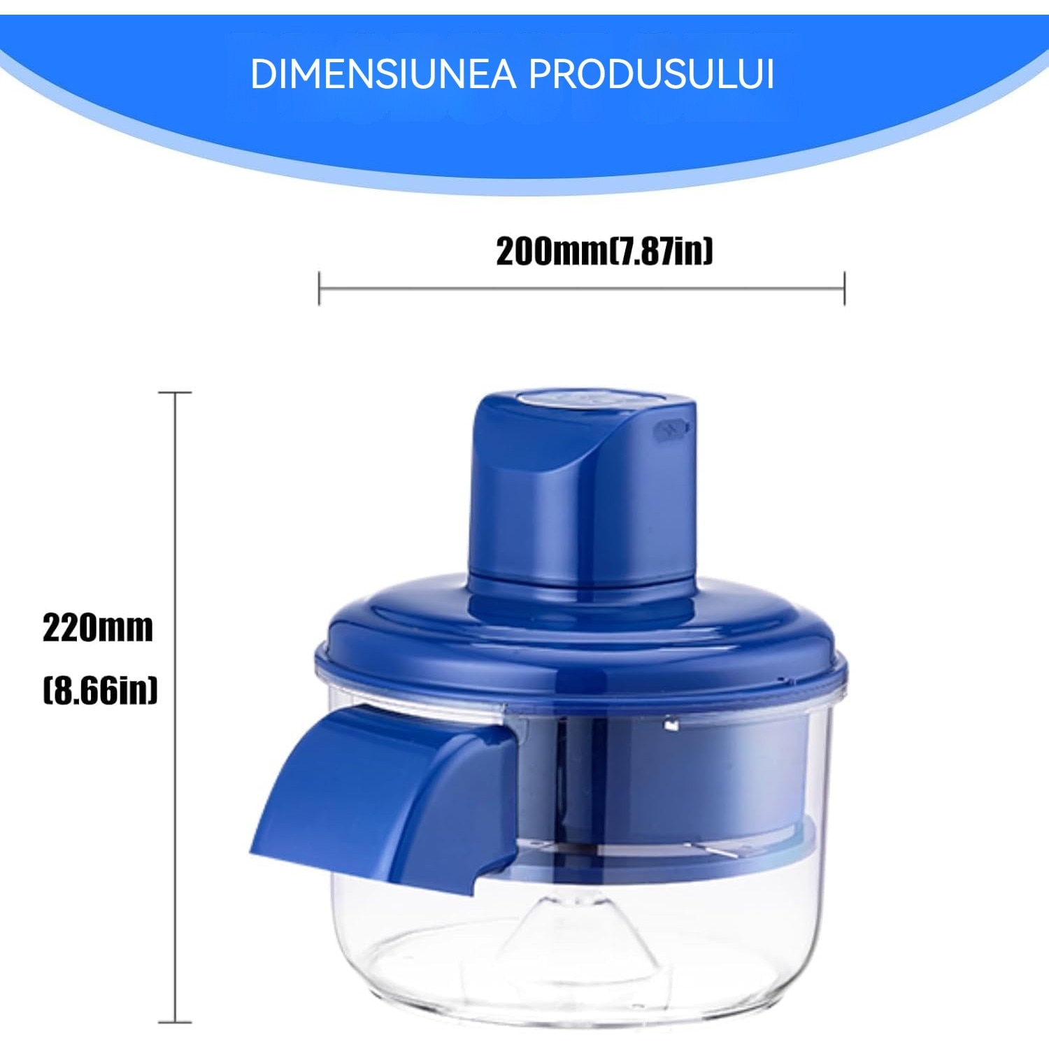 Curatator Electric Fructe si Usturoi | Motor 50W | Curatare in 20 Secunde | Reincarcabil 1300mAh | Otel Inoxidabil | 230x203mm | Albastru - imagine 5
