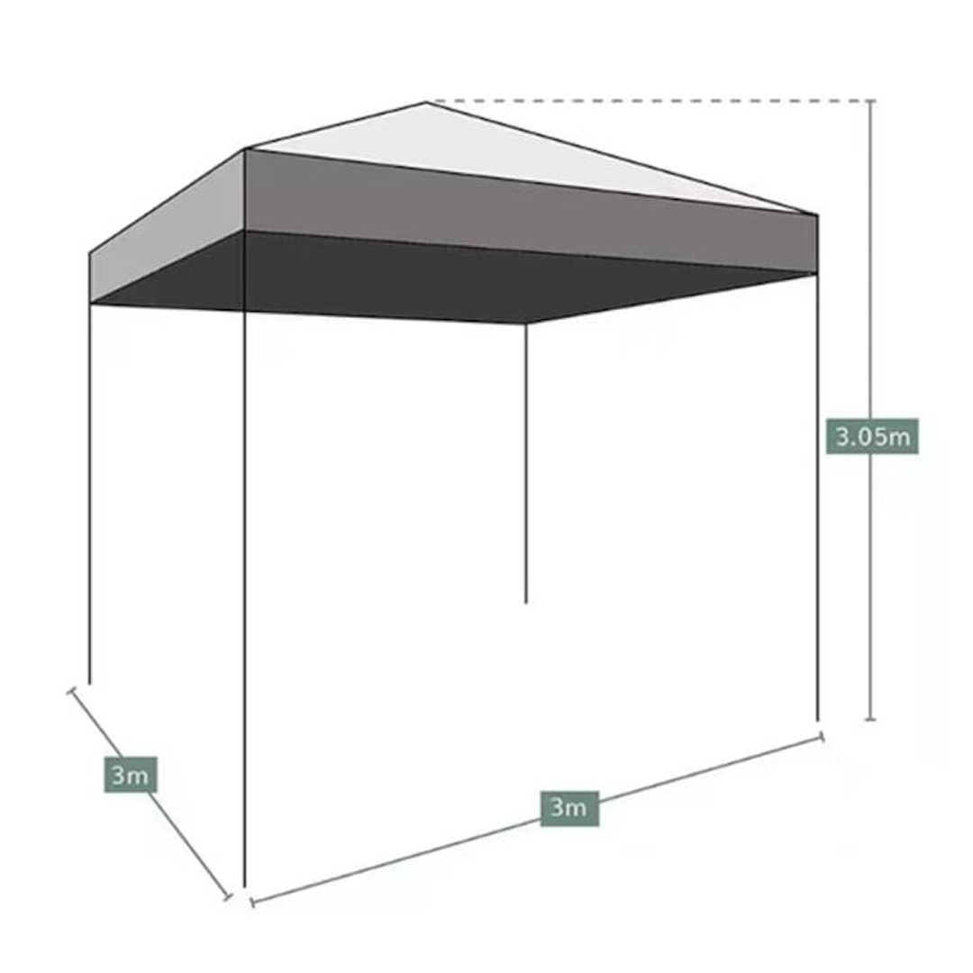 Cort Pavilion Pliabil 3x3m | Structura Metalica Ranforsata | Prelata Impermeabila UV | Sistem Acordeon | Inaltime Reglabila | Albastru, Rosu sau Negru - imagine 8
