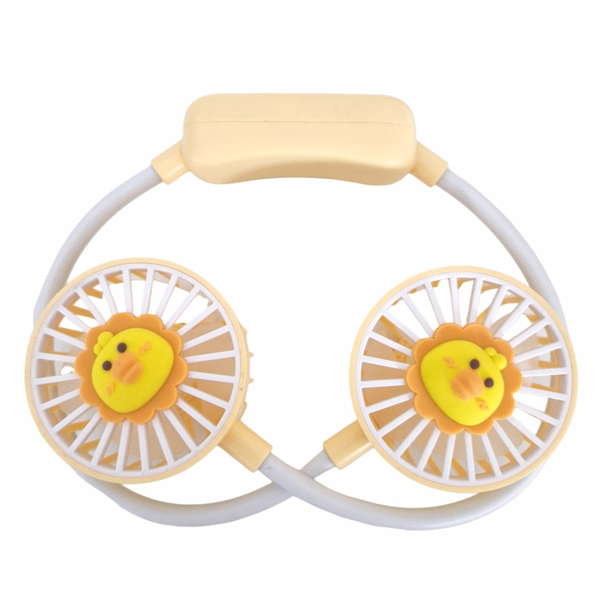 Ventilator Portabil cu Acumulator USB | Pachet 1+1 Doua Bucati | Material ABS 230g | Compact Calatorii | Galben - imagine 2