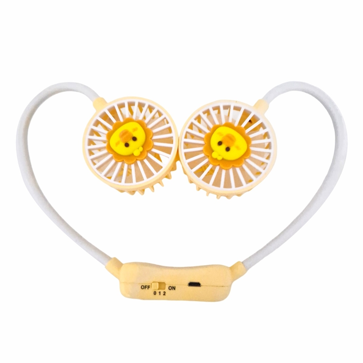 Ventilator Portabil cu Acumulator USB | Pachet 1+1 Doua Bucati | Material ABS 230g | Compact Calatorii | Galben - imagine 4