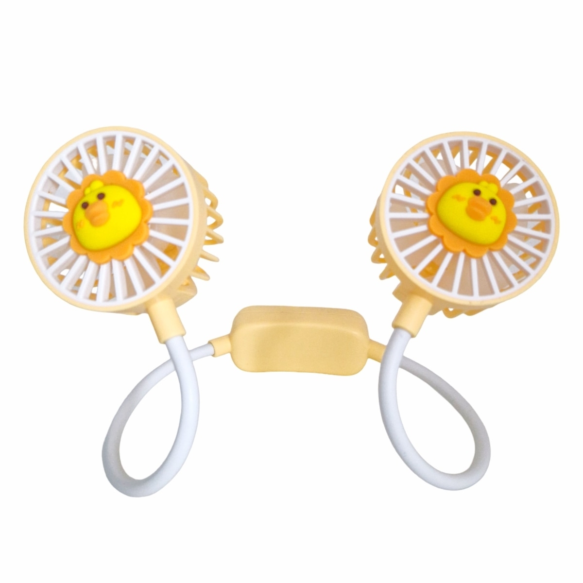 Ventilator Portabil cu Acumulator USB | Pachet 1+1 Doua Bucati | Material ABS 230g | Compact Calatorii | Galben - imagine 3