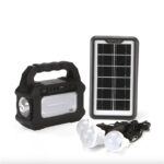 Kit Solar Portabil GD8080 | Lanterna Spot/Flood si Lampa Lucru 12 LED | 3 Becuri LED Cablu 5m | Baterie 4000mAh 6V | Incarcare Solara 12h sau Retea 13h | USB 5V