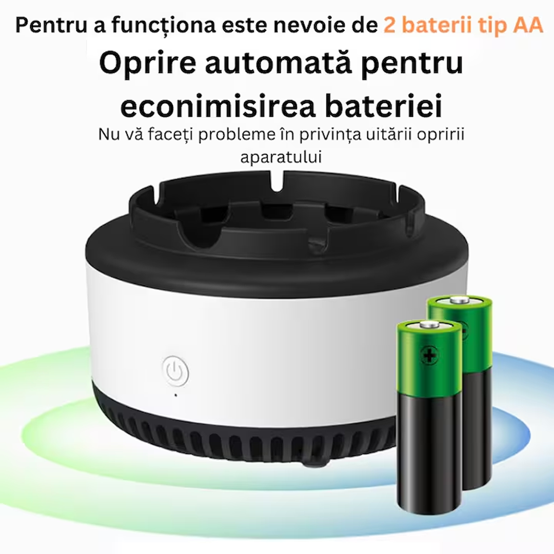 Pachet 1+1 Scrumiera Electrica cu Aspiratie si Purificator Aer | 2 Pastile Odorizante Incluse | Filtrare Fum si Mirosuri | Baterii | Compacta - imagine 5