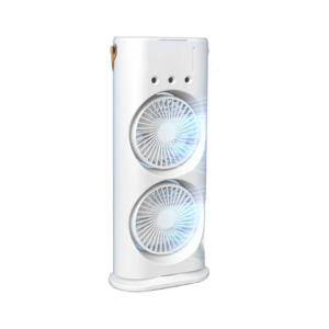 Ventilator Birou Portabil cu Umidificare prin Pulverizare | 2 Capete Oscilante | 3 Viteze | 3000mAh 36W | 37x9x16.5cm