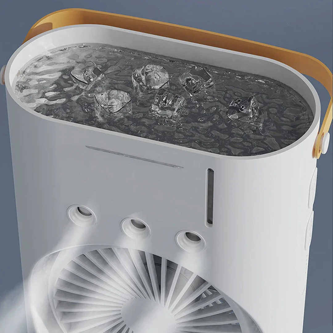 Ventilator Birou Portabil cu Umidificare prin Pulverizare | 2 Capete Oscilante | 3 Viteze | 3000mAh 36W | 37x9x16.5cm - imagine 6