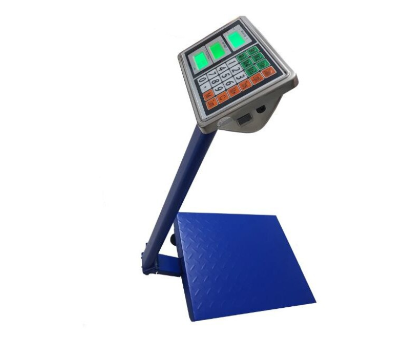 Cantar Electronic 350kg | Platforma Otel 40x50cm Tabla Striata | Acumulator sau 220V | Functia Tara | Memorie 5 Preturi | Brat Rabatabil | LCD | Albastru - imagine 5