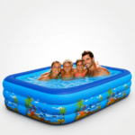 Piscina Gonflabila Pentru Copii Wet Set | Model Ocean Cu Palmier | 210 x 130 x 56 cm | 3 Inele Gonflabile
