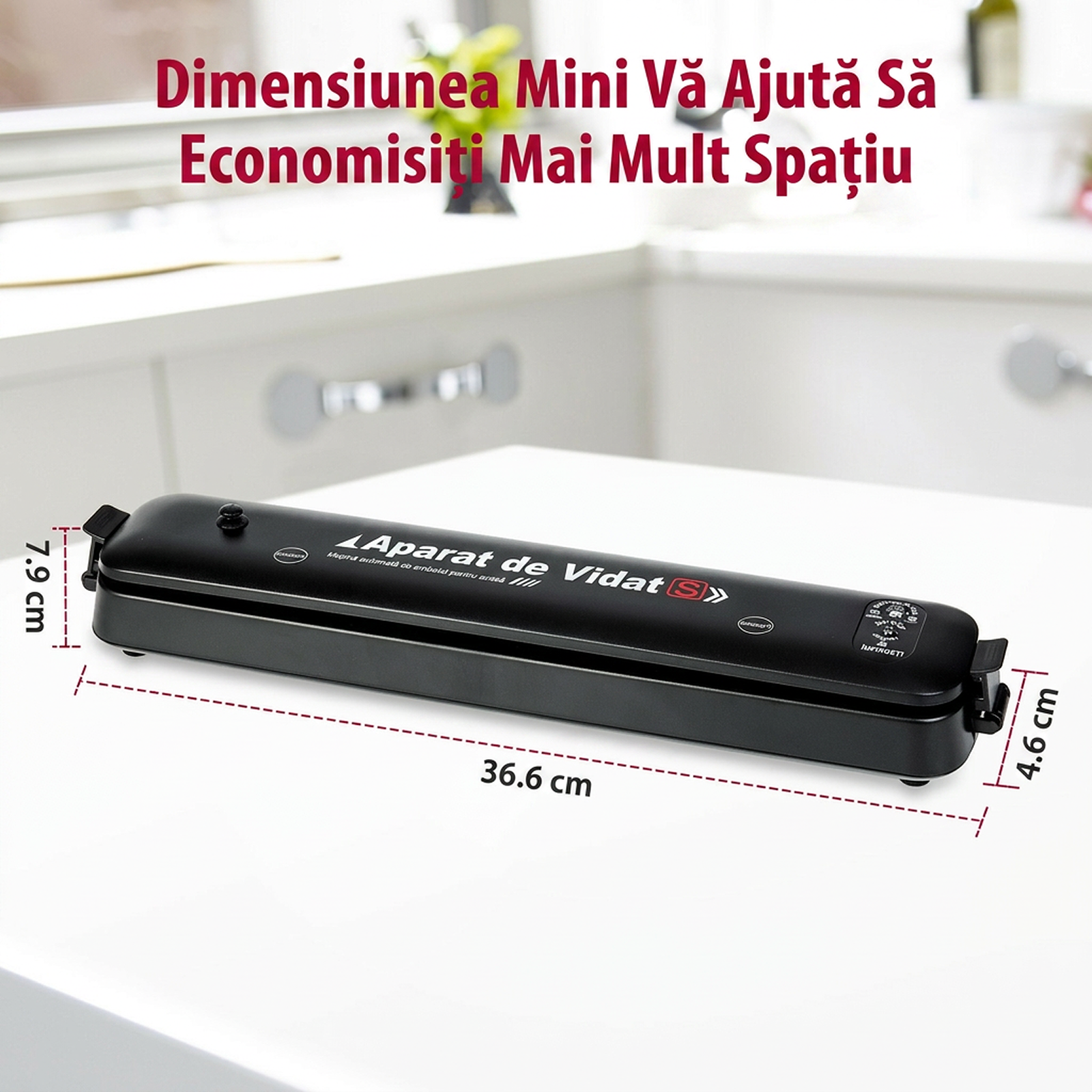 Aparat de Sigilat si Vidat Alimente | 220V 90W | Mod Automat si Manual | Indicator LED | Alimente Uscate si Umede | Compact Portabil - imagine 2