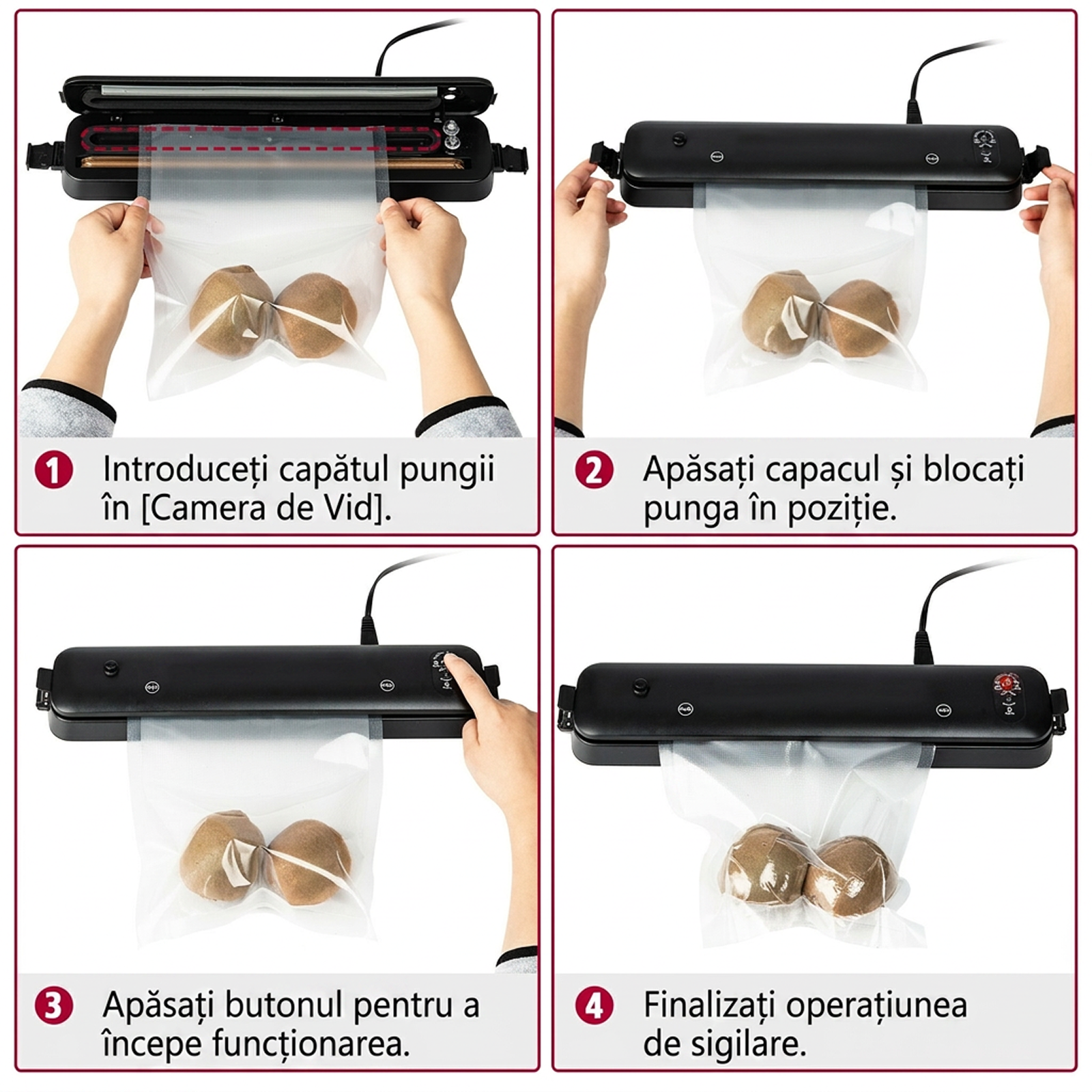 Aparat de Sigilat si Vidat Alimente | 220V 90W | Mod Automat si Manual | Indicator LED | Alimente Uscate si Umede | Compact Portabil - imagine 7
