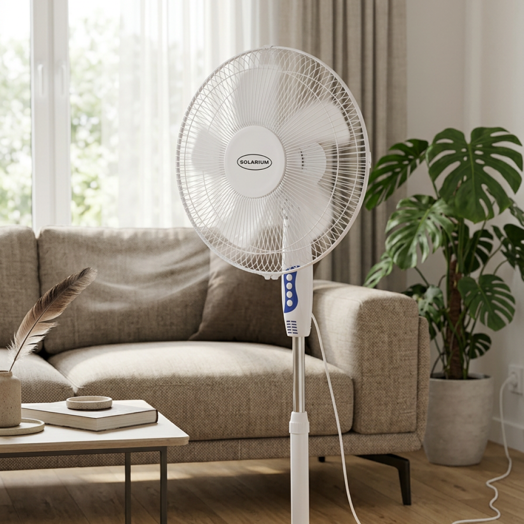 Ventilator cu Picior 40W | Diametru 40cm | Inaltime Reglabila 100-118cm | 3 Trepte Viteza | Oscilatie 90° | Alb | 56.6dB - imagine 6