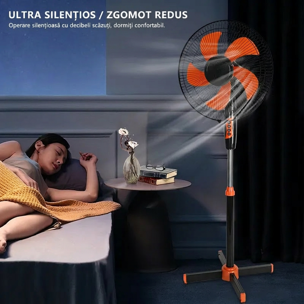 Ventilator cu Picior 16 Inch (40cm) | 40W | Motor Cupru | 3 Viteze | Inaltime Reglabila 30-90cm | Oscilatie | Garantie 3 Ani - imagine 6