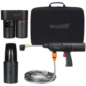 Pistol Spalat Auto + Pompa Aer + Aspirator + Incarcare Wireless | 4in1 Portabil Fara Fir | Baterie Reincarcabila | Negru